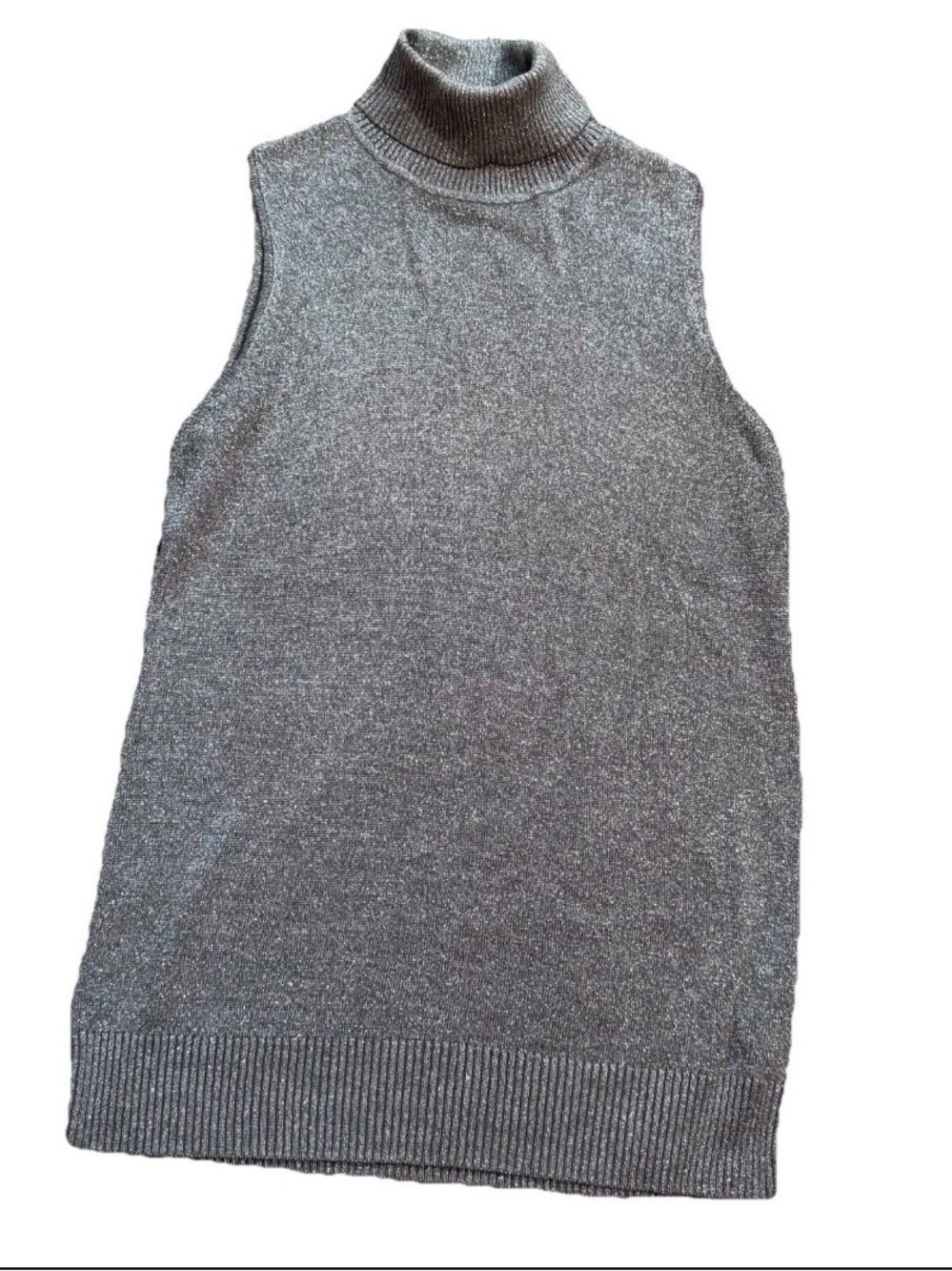 ✨ Joseph A. Metallic Sleeveless Turtleneck Sweater Sz M Party Holiday NYE ✨